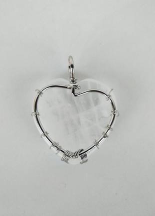 Кулон " сердце " на цепочке из натурального камня горный хрусталь4 фото