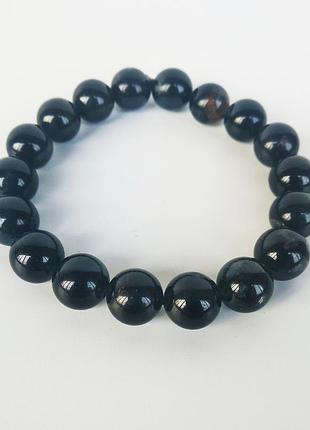 Браслет з натурального каменю чорний турмалін