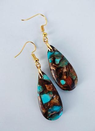 Серьги " дары моря " с натуральным камнем яшма