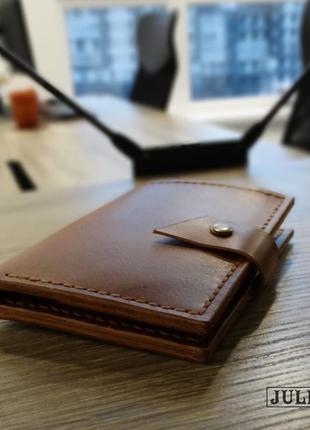 Шкіряний вертикальний гаманець з натуральної італійської шкіри buttero кольору віскі7 фото