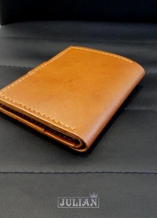 Шкіряний вертикальний гаманець з натуральної італійської шкіри buttero кольору віскі2 фото