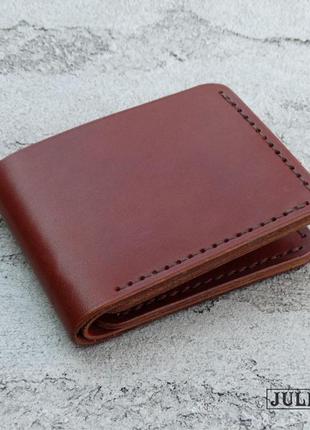 Шкіряний чоловічий гаманець з натуральної італійської шкіри buttero коньячного кольору