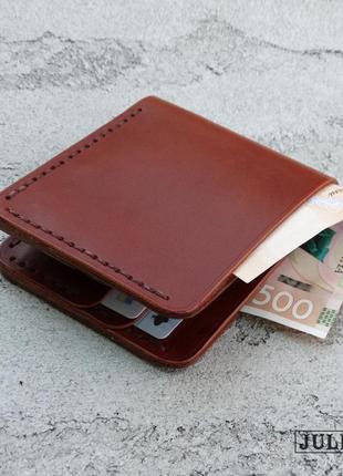 Шкіряний чоловічий гаманець з натуральної італійської шкіри buttero коньячного кольору2 фото