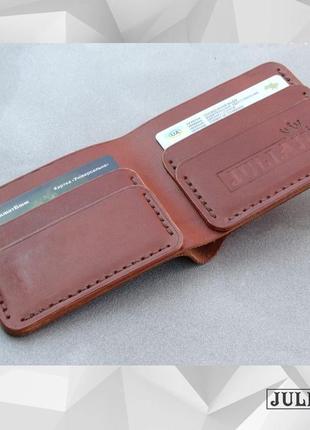 Шкіряний чоловічий гаманець з натуральної італійської шкіри buttero коньячного кольору3 фото