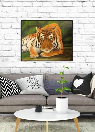Картина "тигр" холст, масло, в раме1 фото
