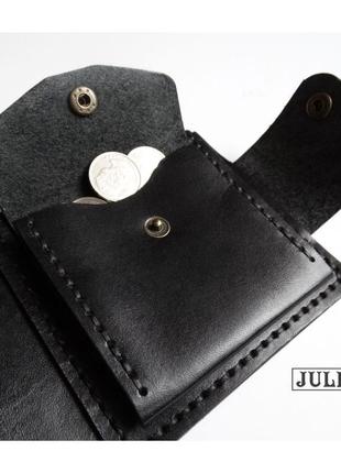 Шкіряний гаманець з натуральної шкіри buttero італія чорного кольору10 фото