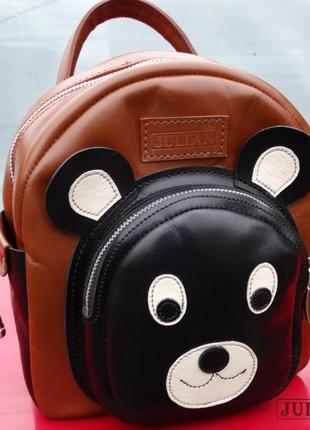 Шкіряний дитячий рюкзак "панда" з натуральної шкіри torino1 фото