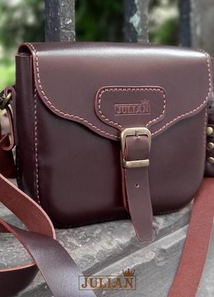 Шкіряна вінтажна сумочка "джулія" з натуральної шкіри шоколадного кольору1 фото