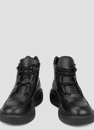 Ботинки высокие женские демисезонные чёрные натуральная кожа турция  derem - размер 36 (23 см)  (модель:6 фото