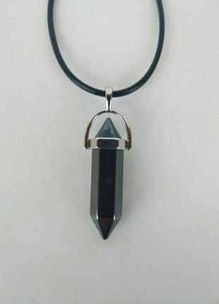Подвеска " кристалл " натуральный камень гематит