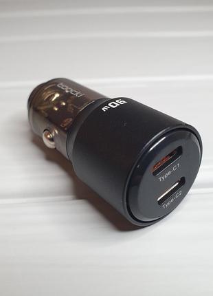 Автомобільний зарядний пристрій toocki 90 w 2 usb-c