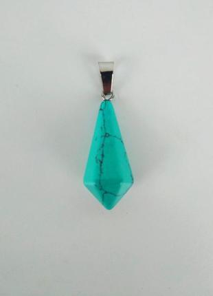 Кулон женский из бирюзы на шнурке