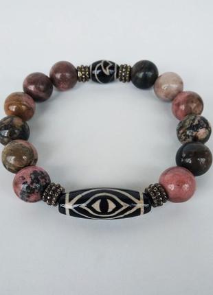Браслет - амулет з чарівної бусиною дзі " 2 око фенікса "