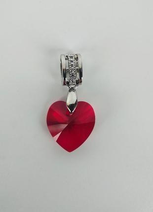 Кулон - сердце с кристаллом swarovski1 фото