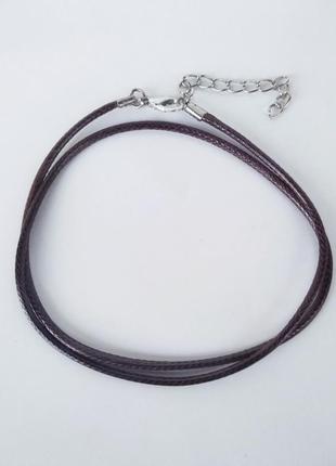 Ювелирный шнурок на шею 51см, коричневый1 фото