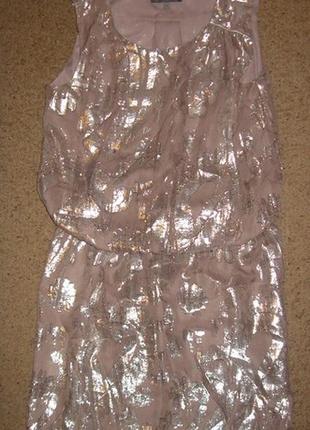 Шелковое платье с напуском, с серебряной нитью8 фото