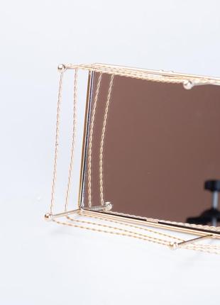 Уценка фруктовница конфетница прямоугольная металлическая с зеркальным основанием4 фото