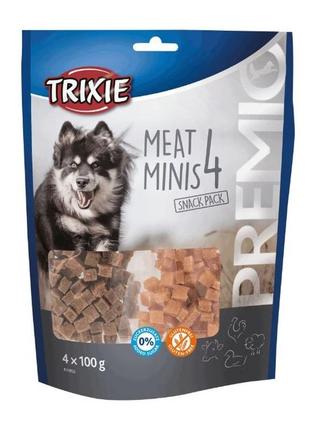 Trixie premio 4 meat minis лакомство для собак  с курицей, уткой, говядиной и бараниной 4х100г