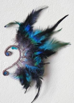 Кафф с перьями павлина чародейка2 фото