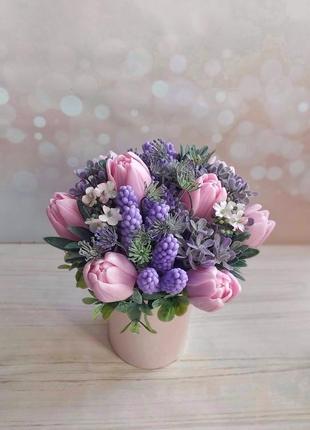 Ніжна квіткова композиція "лаванда і тюльпани"💐