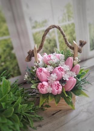 🌷прекрасна композиція ніжних, весняних тюльпанів 🌷
