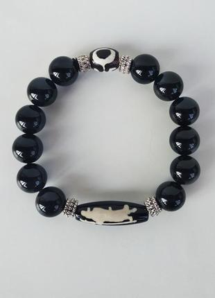 Браслет- талисман с тибетской бусиной дзи   "куан кунг  (хуан ди)"2 фото