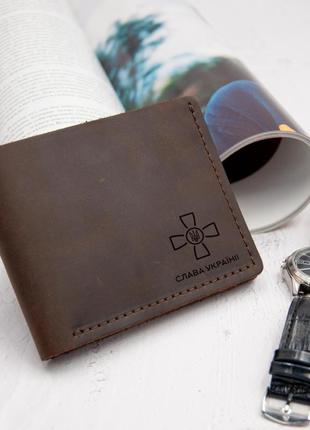 Чоловічий шкіряний гаманець, гаманець чоловічий з гравіюванням, портмоне з натуральної шкіри5 фото