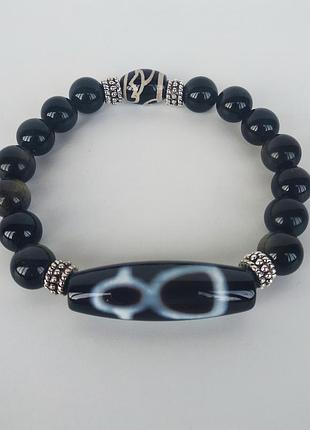 Браслет - денежный талисман с тибетской бусиной дзи " кубера "