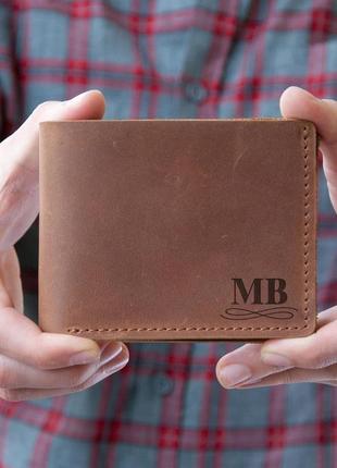 Чоловічий портмоне з натуральної шкіри, гаманець з гравіюванням, шкіряний гаманець9 фото