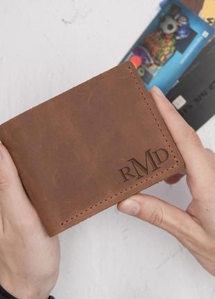 Мужской портмоне из натуральной кожи, кошелек с гравировкой, кожаный бумажник6 фото