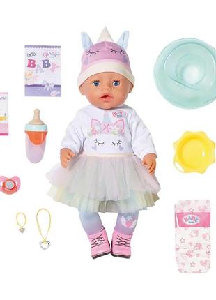 Пупс zapf creation baby born великолепный единорог, 43 см 836378