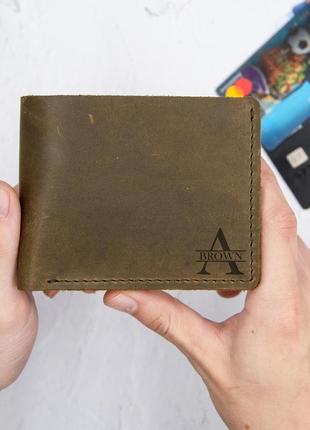 Мужской кошелек с гравировкой, кожаный бумажник, портмоне из натуральной кожи6 фото