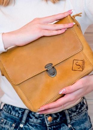 Женская сумка из натуральной кожи, стильная сумочка с гравировкой, сумка кроссбоди3 фото