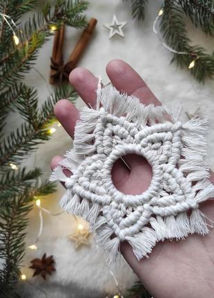 Сніжинка зірка, ялинкова прикраса з натуральних матеріалів