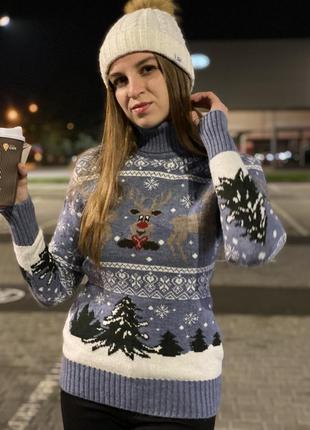 Новорічний светр з оленями, святковий светр