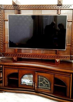 Тумба подставка для телевизора деревянная ручной работы из дерева из дуба1 фото