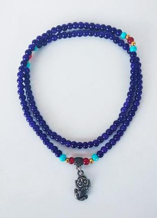 Бусы детские, синие с подвеской