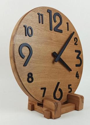 Настінний годинник з натурального дерева, серії "wooden" круглий 31см (з підставкою) арт.010035 фото