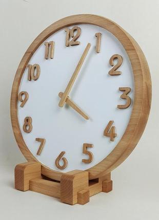 Настінний годинник з натурального дерева, серії "fresh" круглий 31см (з підставкою) арт.010065 фото