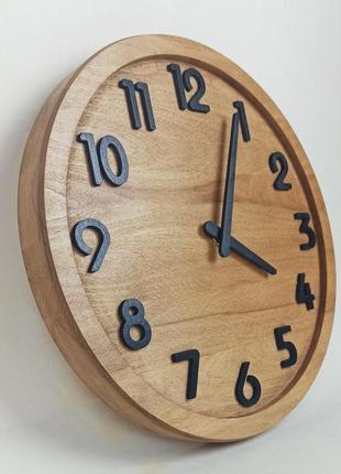 Настінний годинник з натурального дерева, серії "wooden" круглий 31см (з підставкою) арт.010074 фото