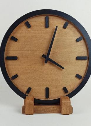 Настінний годинник з натурального дерева, серії "wooden" круглий 31см (з підставкою) арт.010114 фото