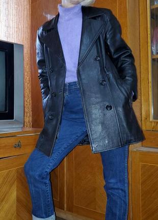Двубортный кожаный пиджак, жакет натуральная кожа англия6 фото