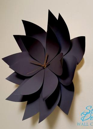 Дизайнерський металевий годинник "black steel flower"1 фото