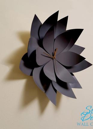 Дизайнерський металевий годинник "black steel flower"3 фото