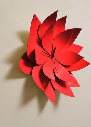 Червоний ексклюзивний сталевий годинник "steel flower"1 фото