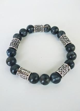 Браслет " руны " из натурального камня лабрадор