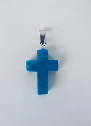 Кулон "хрест" з каменю агат1 фото