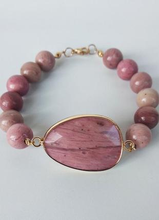 Браслет женский из натурального камня родонит ( родохрозит )