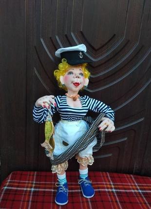 Морячка -текстильная интерьерная кукла (ручная работа)7 фото