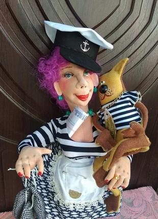 Морячка -текстильная интерьерная кукла (ручная работа)4 фото